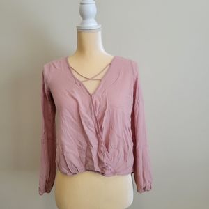 FOREVER 21 Blush Pink Long Sleeve Blouse
